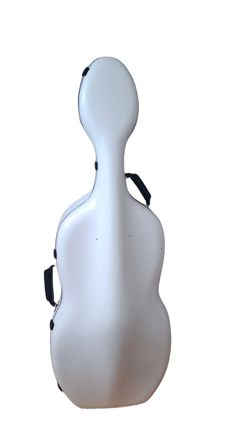 White cello case handmade using carbon fiber