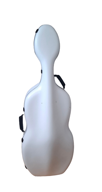 White cello case handmade using carbon fiber