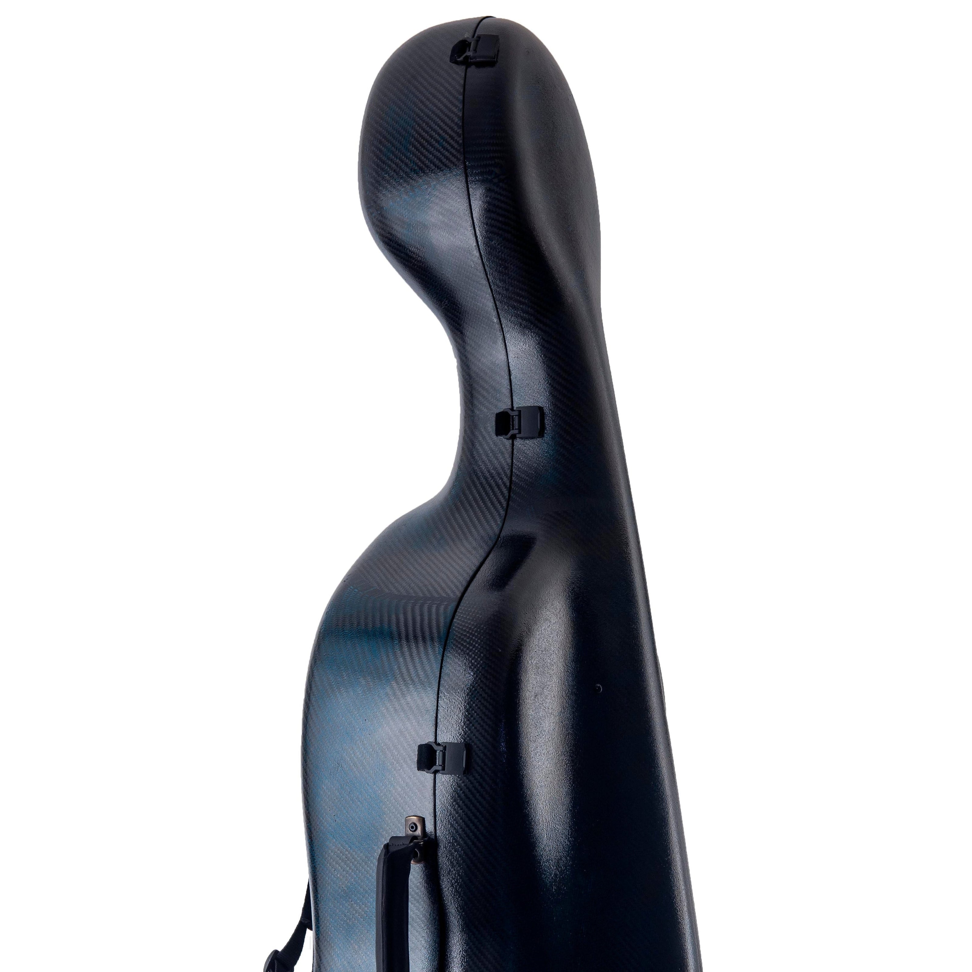 Black cello carbon case on a white background