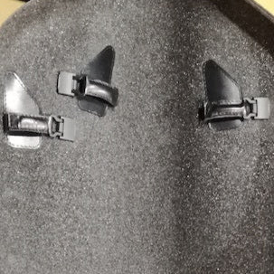 inside cello case with 3 magnetic bow holders