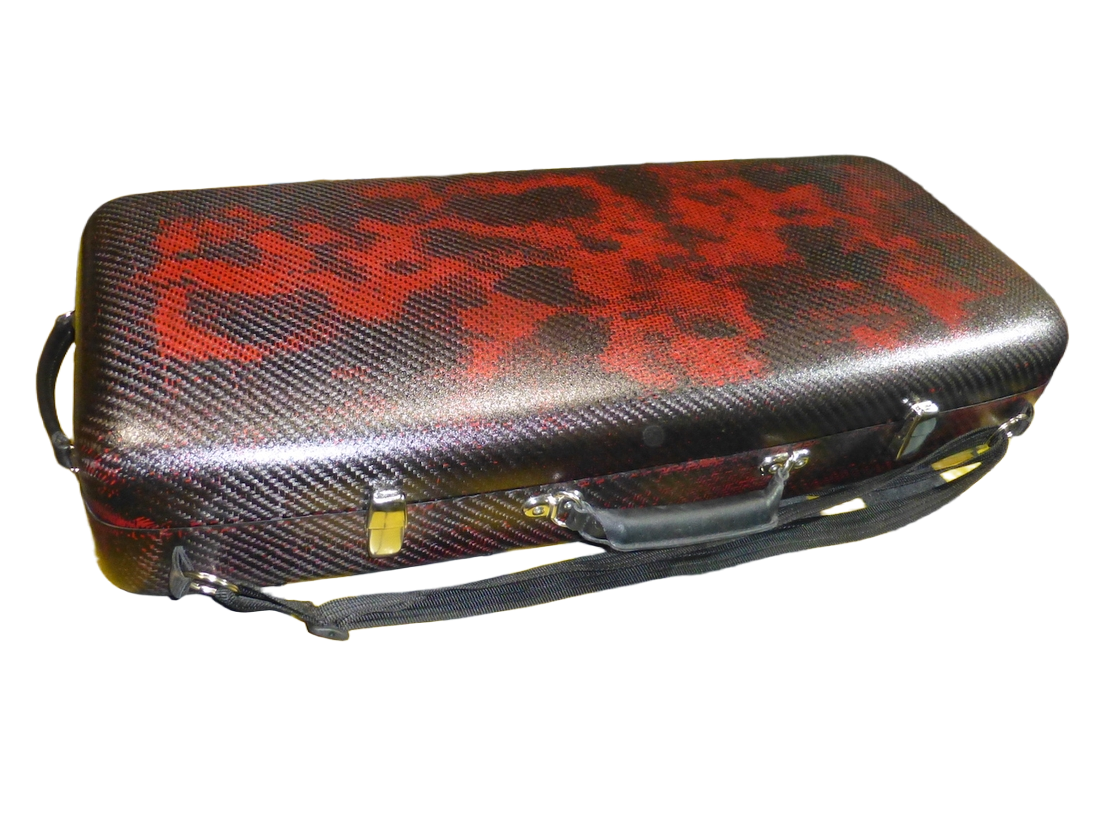 Carbon fiber 3D Red oblong violin case 